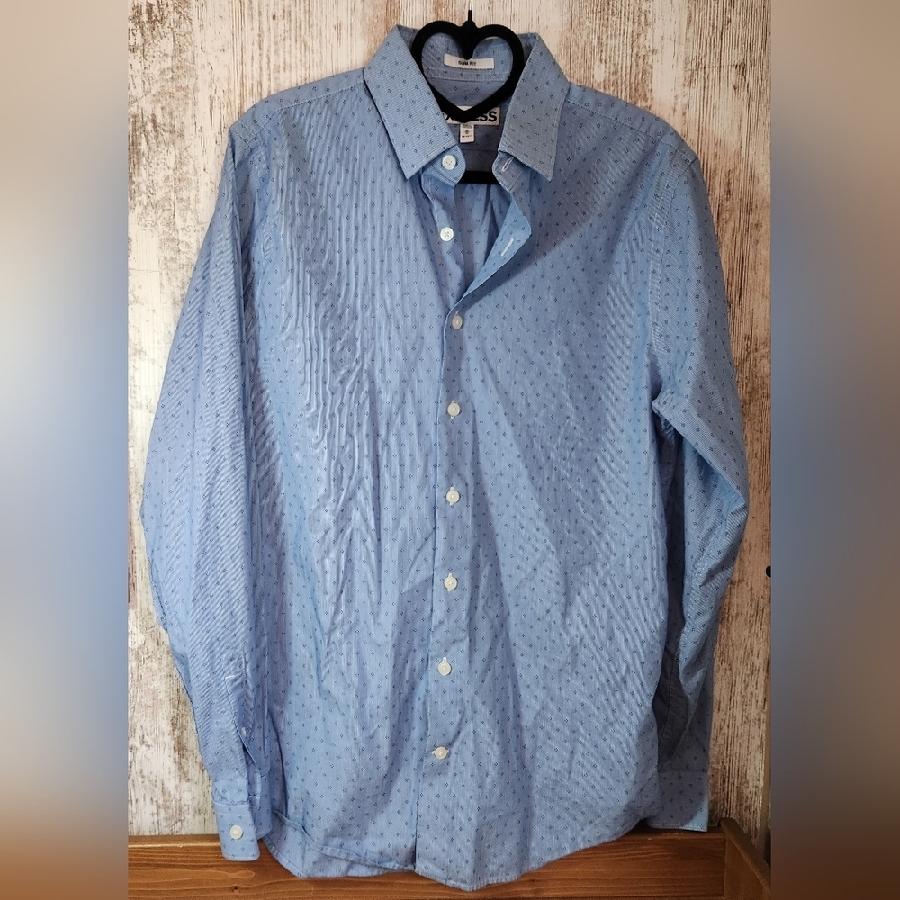 Express Blue Casual Button Down Shirt